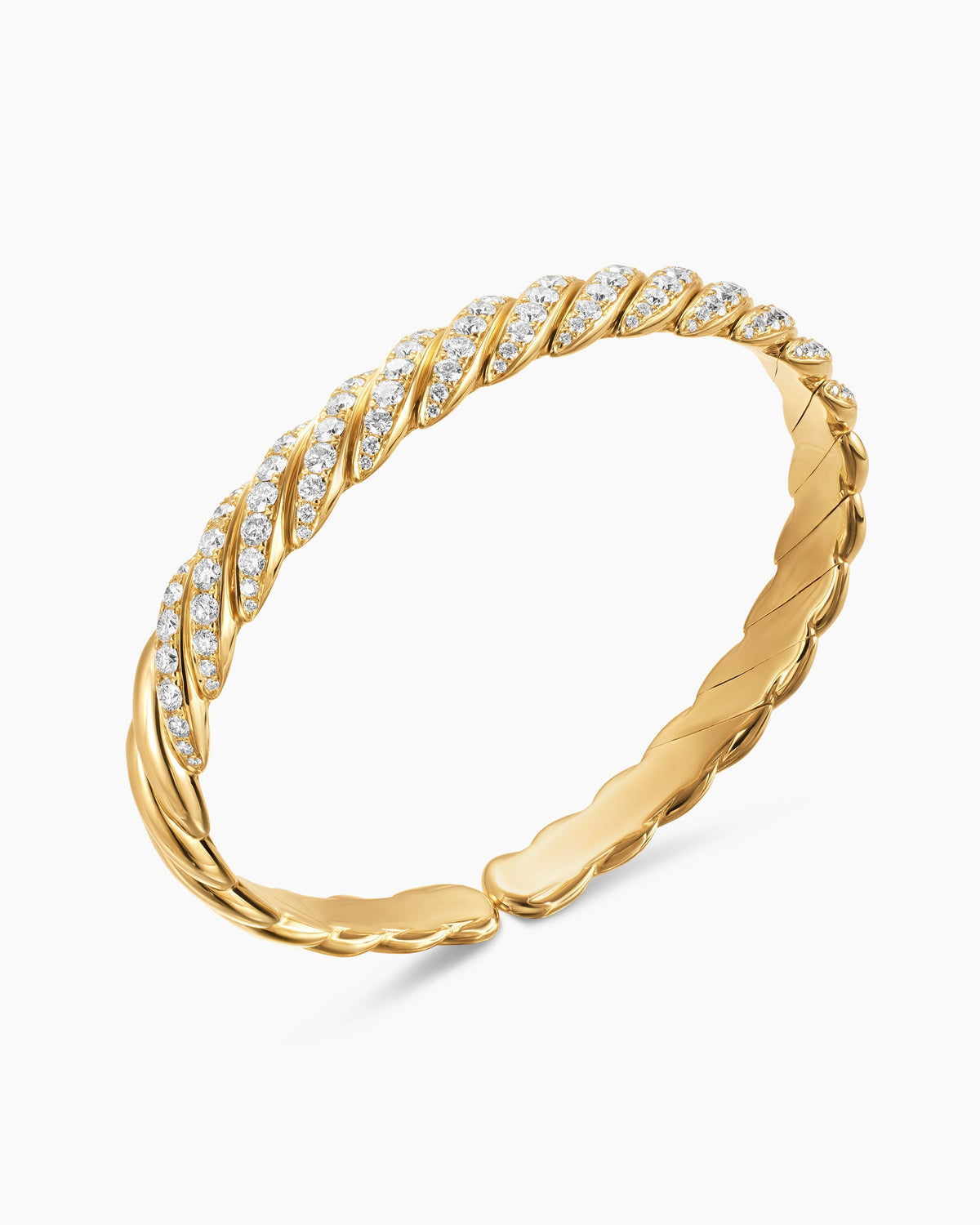 David Yurman Mens Sculpted Cable Pavé Flex Bracelet in 18K Yellow Gold, 7.5mm David Yurman Men’s