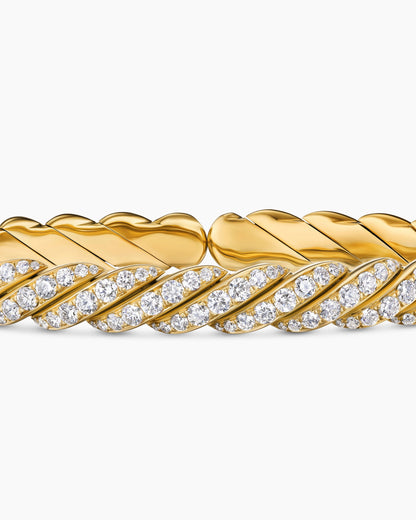 David Yurman Mens Sculpted Cable Pavé Flex Bracelet in 18K Yellow Gold, 7.5mm David Yurman Men’s