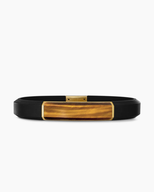 David Yurman Mens Streamline ID Rubber Bracelet with 18K Yellow Gold, 10mm David Yurman Men’s