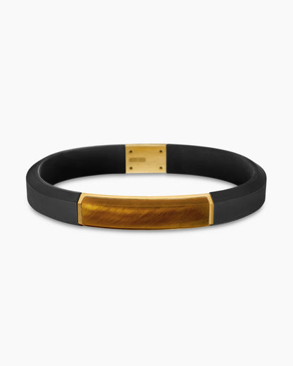 David Yurman Mens Streamline ID Rubber Bracelet with 18K Yellow Gold, 10mm David Yurman Men’s