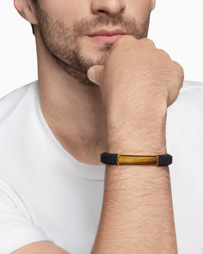 David Yurman Mens Streamline ID Rubber Bracelet with 18K Yellow Gold, 10mm David Yurman Men’s