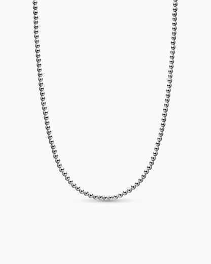 David Yurman Mens Spiritual Beads Metal Bead Necklace in Sterling Silver, 4mm David Yurman Men’s
