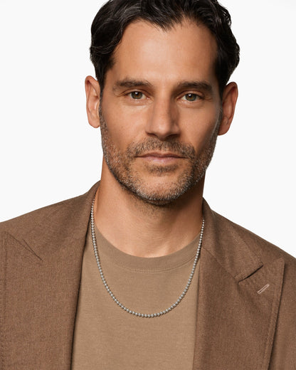 David Yurman Mens Spiritual Beads Metal Bead Necklace in Sterling Silver, 4mm David Yurman Men’s