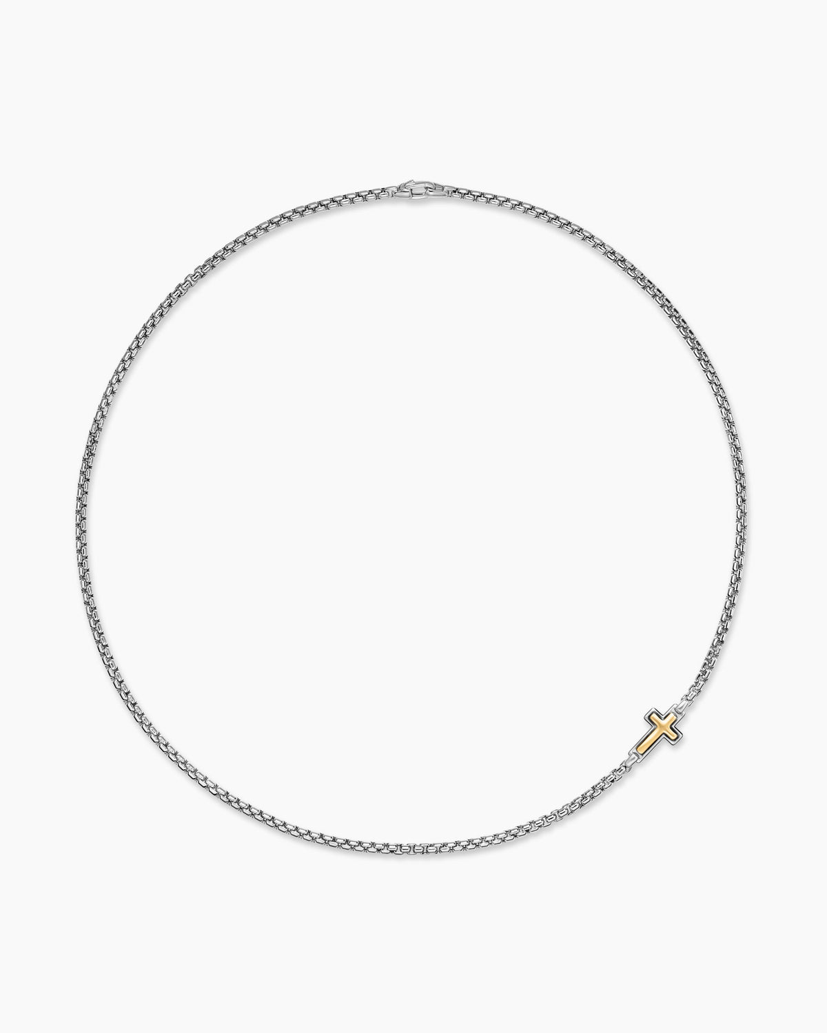 David Yurman Mens Cross Station Necklace in Sterling Silver with 14K Yellow Gold, 3.6mm David Yurman Men’s