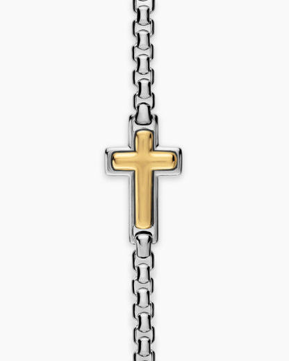 David Yurman Mens Cross Station Necklace in Sterling Silver with 14K Yellow Gold, 3.6mm David Yurman Men’s