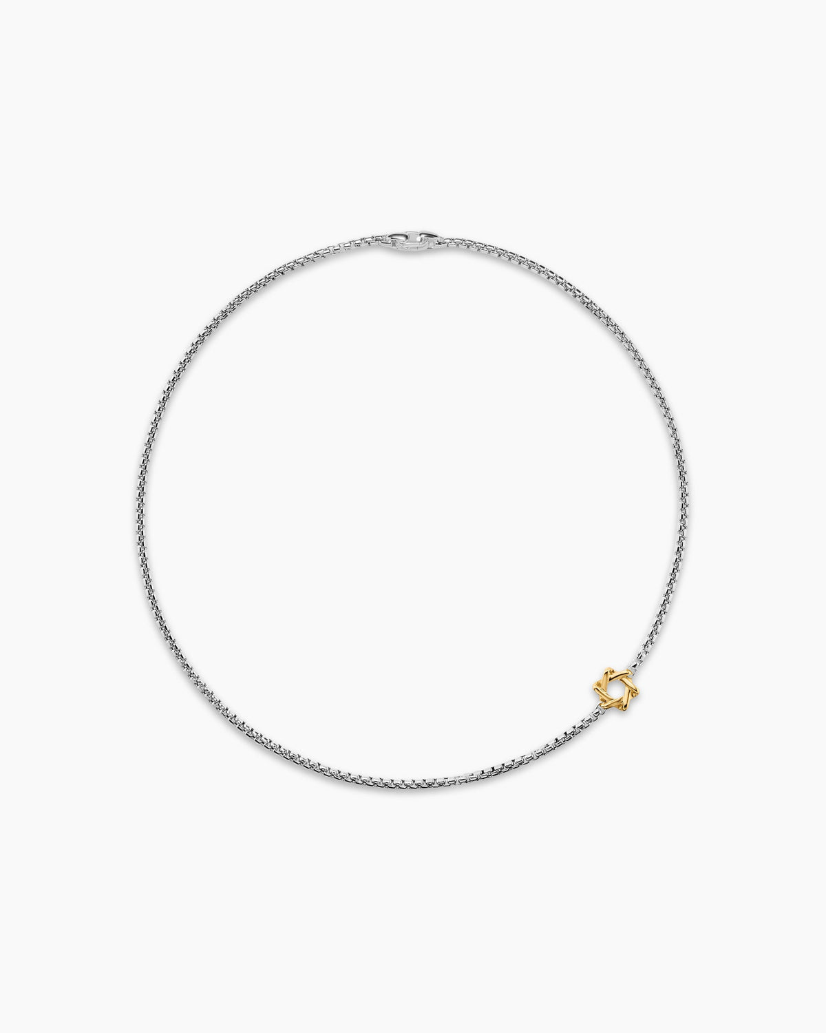 David Yurman Mens Star of David Station Necklace in Sterling Silver with 14K Yellow Gold, 3.6mm David Yurman Men’s