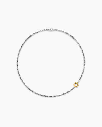 David Yurman Mens Star of David Station Necklace in Sterling Silver with 14K Yellow Gold, 3.6mm David Yurman Men’s