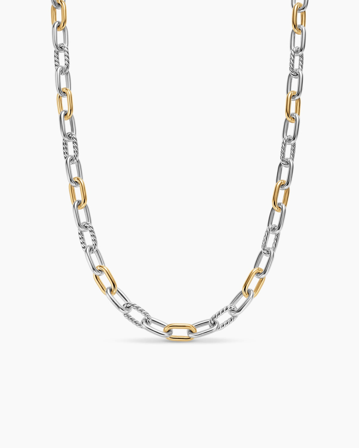 David Yurman Mens DY Madison Chain Necklace in Sterling Silver with 18K Yellow Gold, 8.5mm David Yurman Men’s