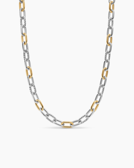 David Yurman Mens DY Madison Chain Necklace in Sterling Silver with 18K Yellow Gold, 8.5mm David Yurman Men’s