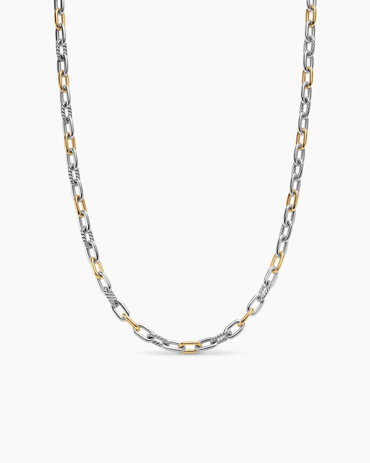 David Yurman Mens DY Madison Chain Necklace in Sterling Silver with 18K Yellow Gold, 6mm David Yurman Men’s