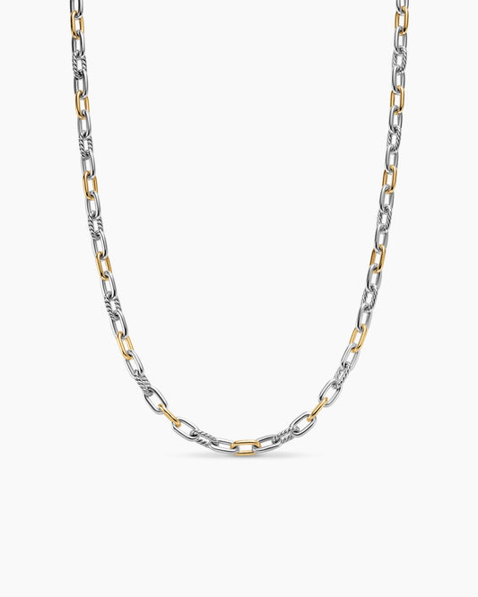 David Yurman Mens DY Madison Chain Necklace in Sterling Silver with 18K Yellow Gold, 6mm David Yurman Men’s