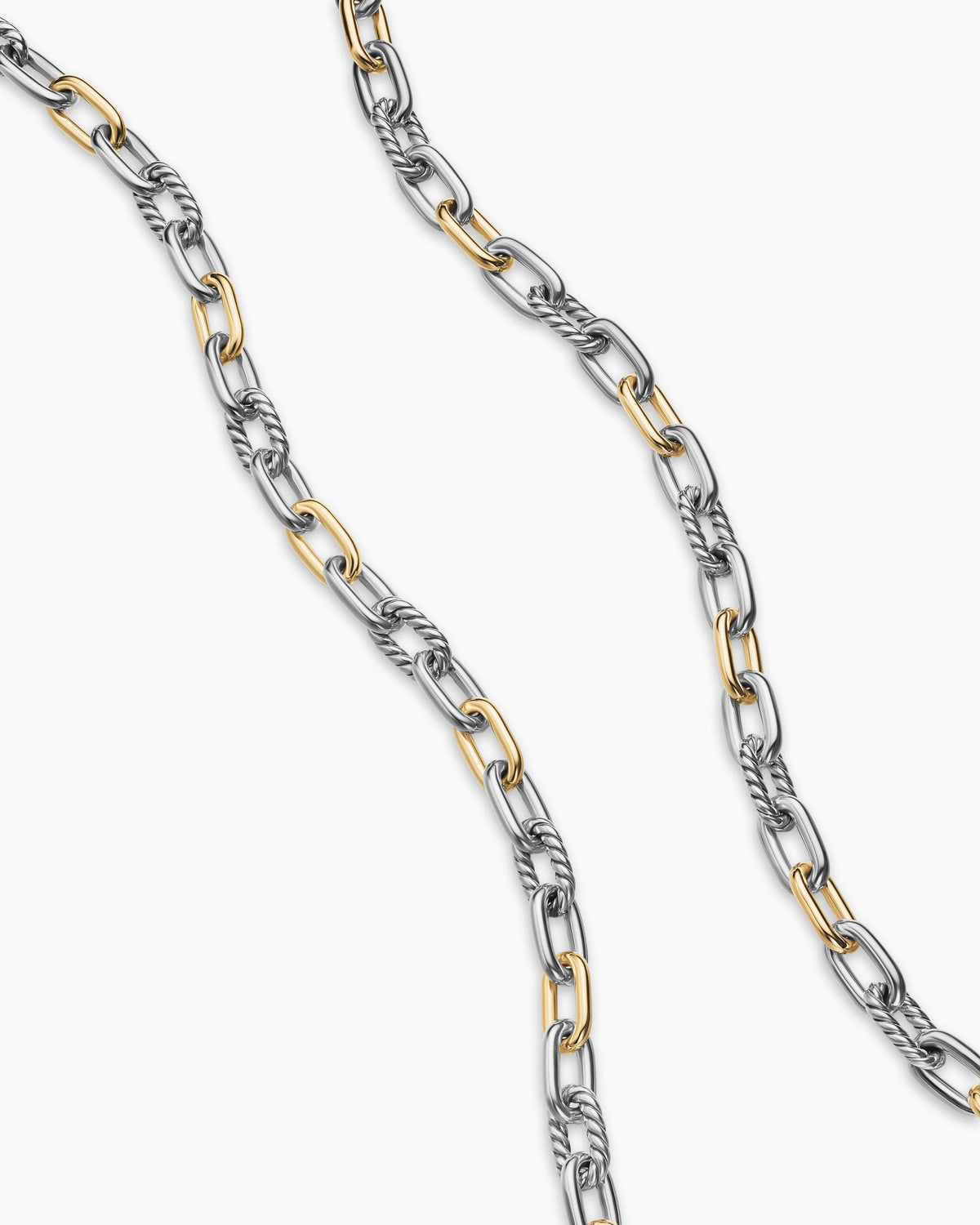 David Yurman Mens DY Madison Chain Necklace in Sterling Silver with 18K Yellow Gold, 6mm David Yurman Men’s