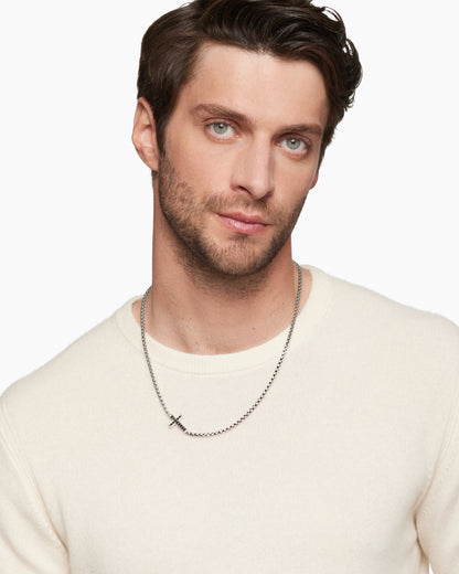 David Yurman Mens Cross Station Necklace in Sterling Silver, 3.4mm David Yurman Men’s