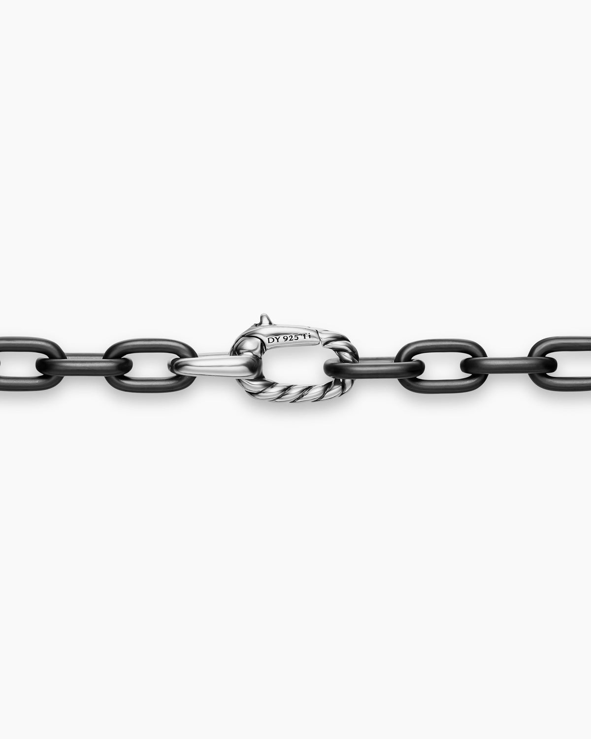 David Yurman Mens DY Madison Chain Necklace in Black Titanium with Sterling Silver, 6mm David Yurman Men’s