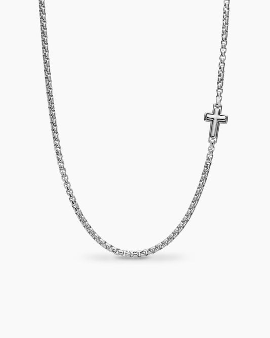 David Yurman Mens Cross Station Necklace in Sterling Silver, 3.6mm David Yurman Men’s