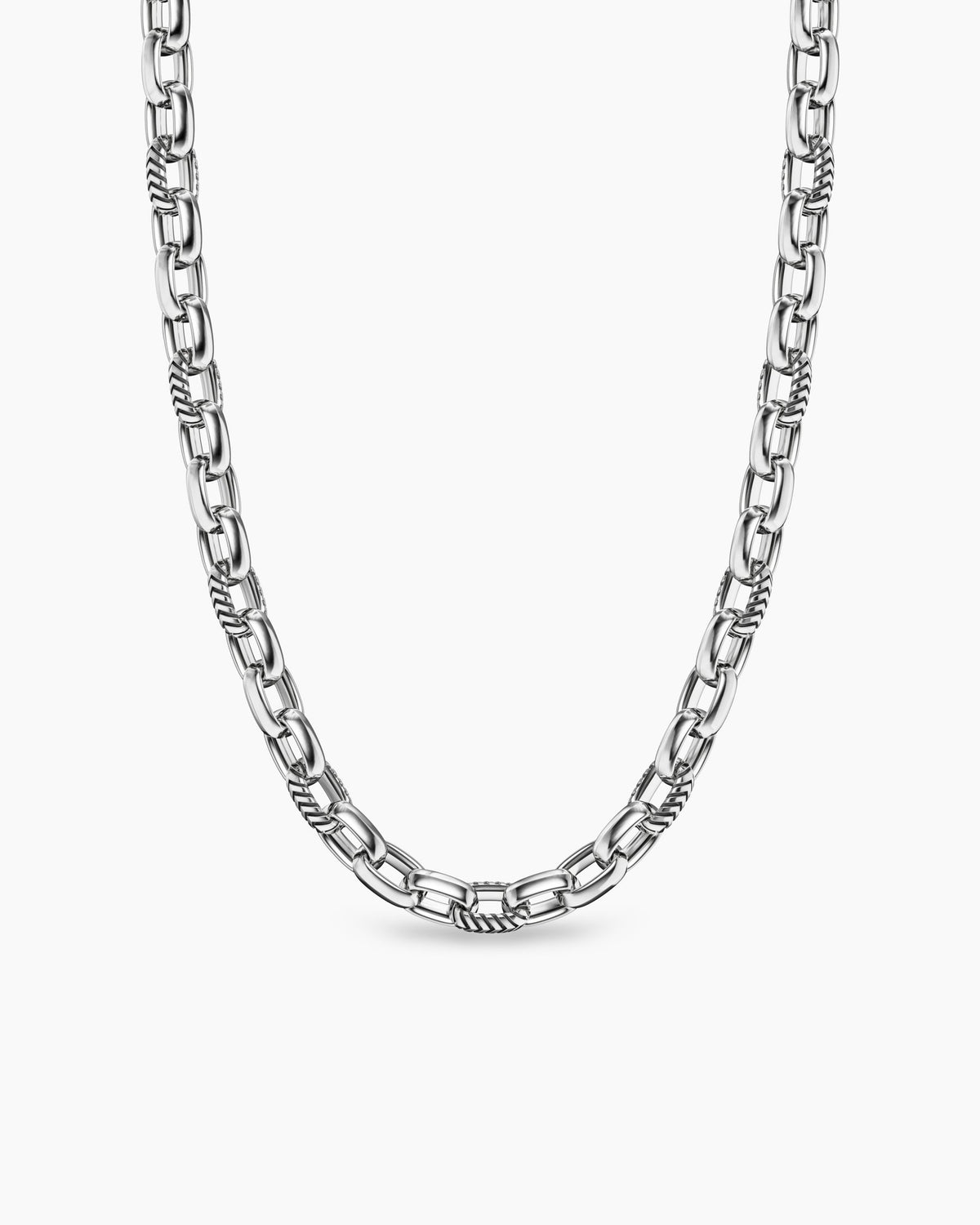 David Yurman Mens Chevron Oval Link Necklace in Sterling Silver, 10mm David Yurman Men’s
