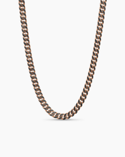 David Yurman Mens Curb Chain Necklace in 18K Rose Gold with Diamonds, 8mm David Yurman Men’s