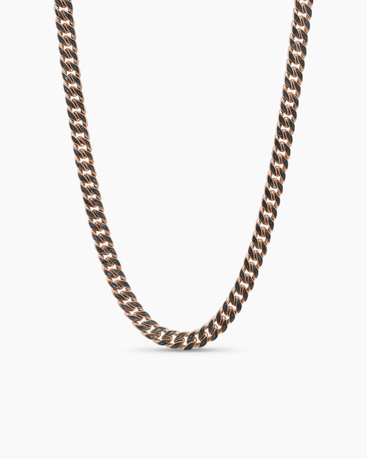 David Yurman Mens Curb Chain Necklace in 18K Rose Gold with Diamonds, 8mm David Yurman Men’s