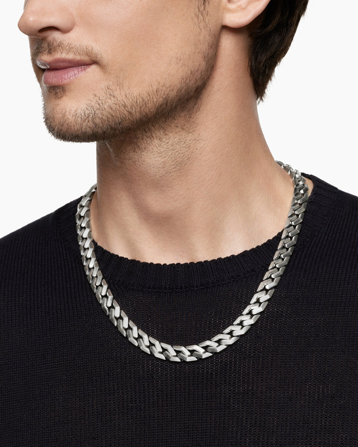 David Yurman Men's Curb Chain Angular Link Necklace in Sterling Silver, 11mm David Yurman Men’s
