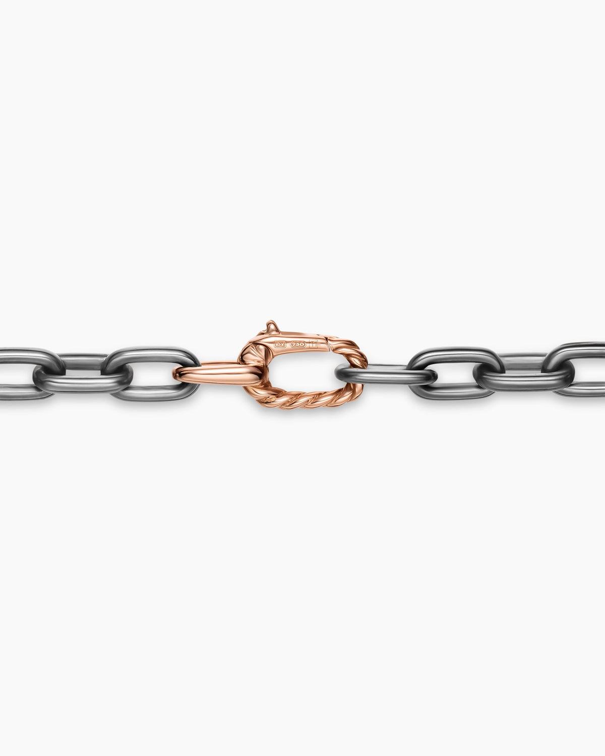 David Yurman Mens DY Madison Chain Necklace in Grey Titanium with 18K Rose Gold, 6mm David Yurman Men’s