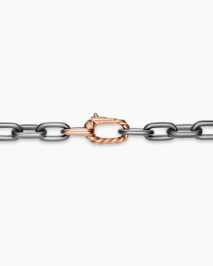 David Yurman Mens DY Madison Chain Necklace in Grey Titanium with 18K Rose Gold, 6mm David Yurman Men’s
