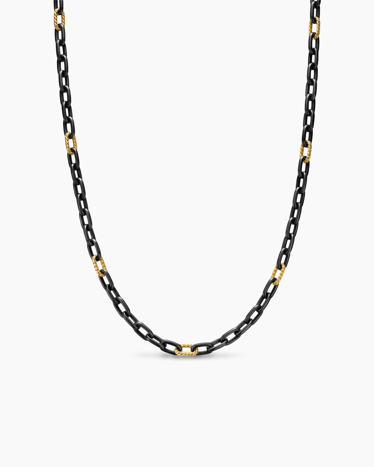 David Yurman Mens DY Madison Chain Necklace in Black Titanium with 18K Yellow Gold, 6mm David Yurman Men’s