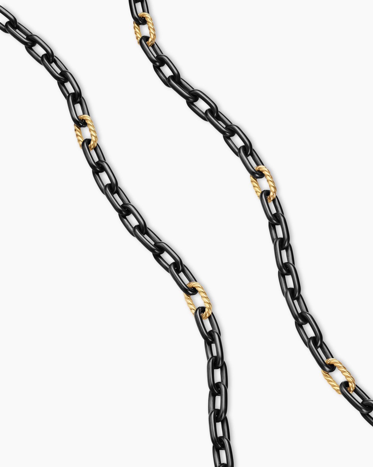 David Yurman Mens DY Madison Chain Necklace in Black Titanium with 18K Yellow Gold, 6mm David Yurman Men’s