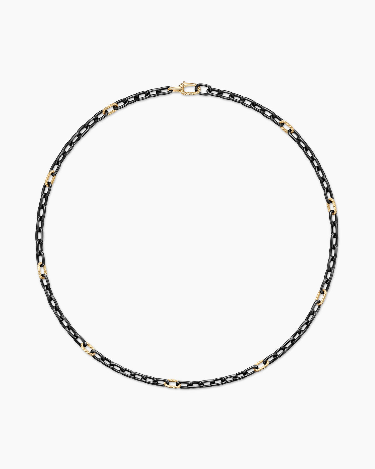 David Yurman Mens DY Madison Chain Necklace in Black Titanium with 18K Yellow Gold, 6mm David Yurman Men’s