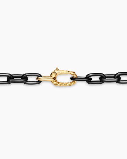 David Yurman Mens DY Madison Chain Necklace in Black Titanium with 18K Yellow Gold, 6mm David Yurman Men’s