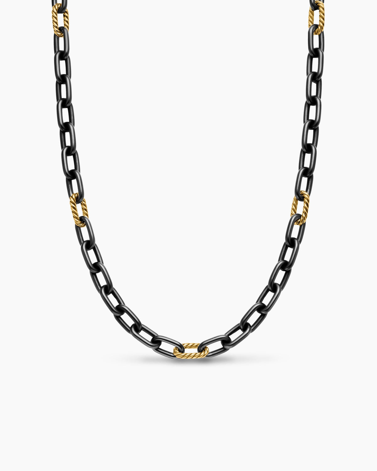 David Yurman Mens DY Madison Chain Necklace in Black Titanium with 18K Yellow Gold, 8.5mm David Yurman Men’s