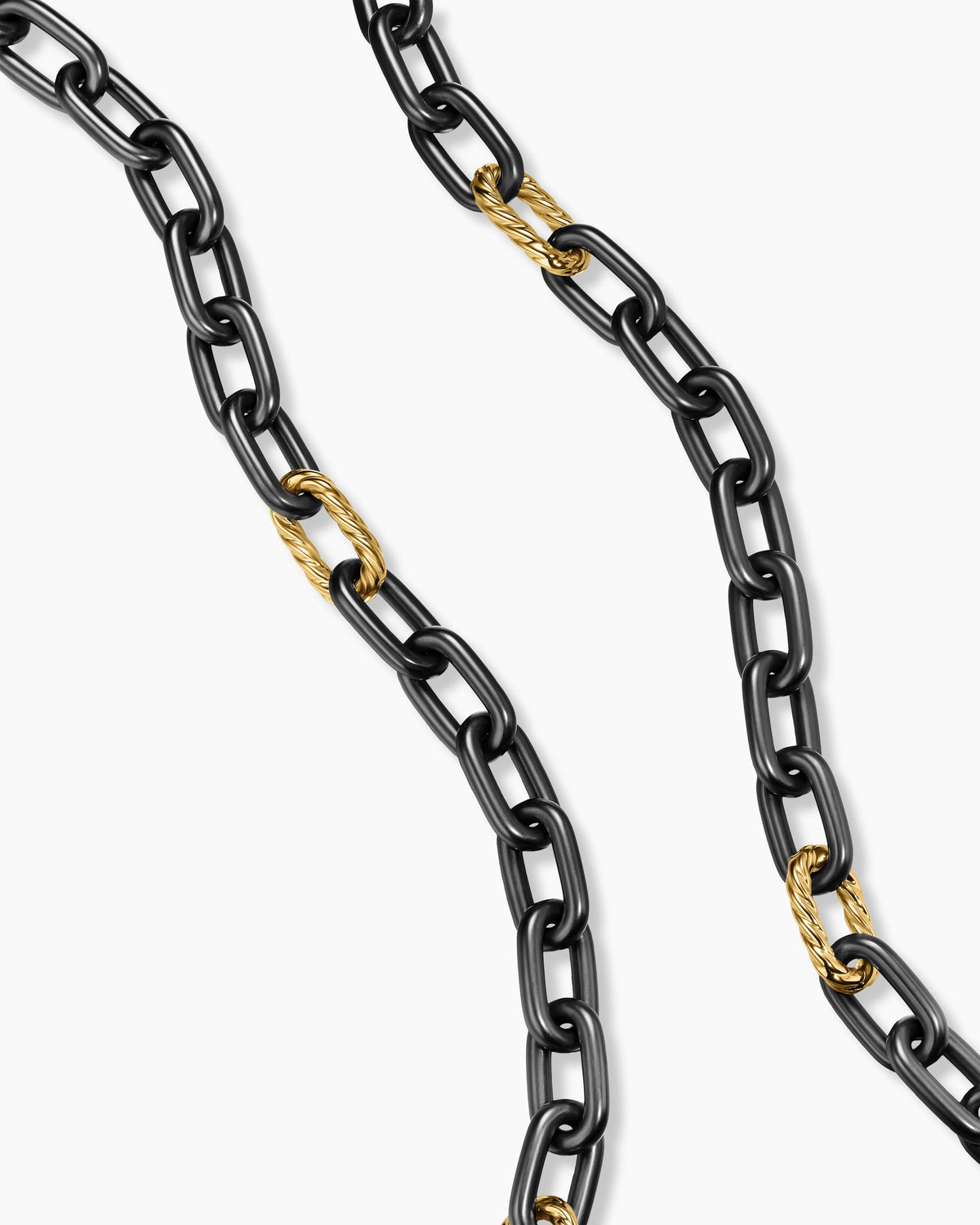 David Yurman Mens DY Madison Chain Necklace in Black Titanium with 18K Yellow Gold, 8.5mm David Yurman Men’s