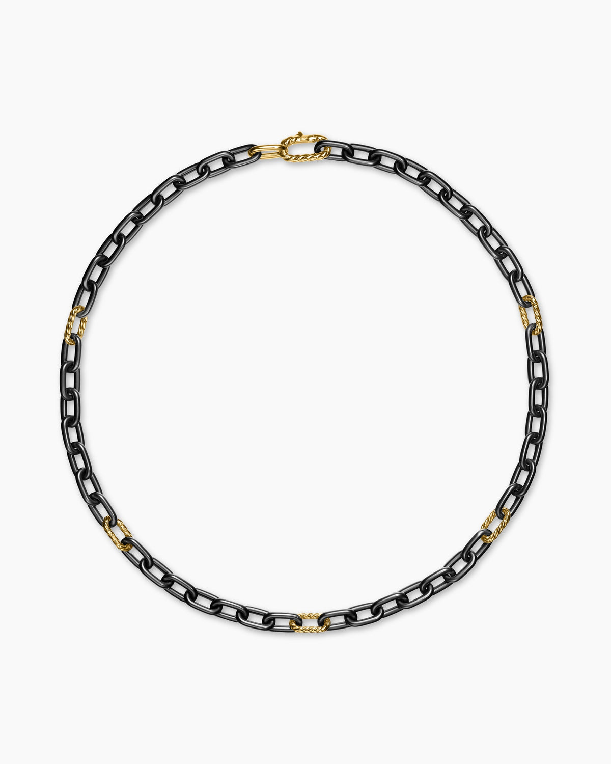 David Yurman Mens DY Madison Chain Necklace in Black Titanium with 18K Yellow Gold, 8.5mm David Yurman Men’s