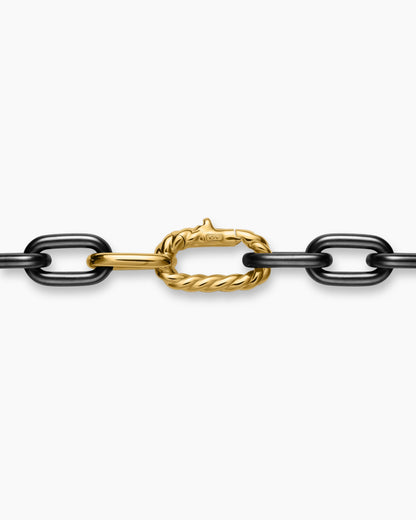 David Yurman Mens DY Madison Chain Necklace in Black Titanium with 18K Yellow Gold, 8.5mm David Yurman Men’s