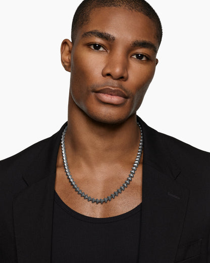 David Yurman Mens Armory Necklace in Anthracite Titanium with Sterling Silver, 9.5mm David Yurman Men’s