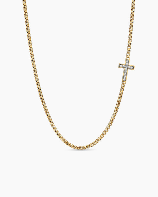 David Yurman Mens Cross Station Necklace in 18K Yellow Gold, 3.4mm David Yurman Men’s