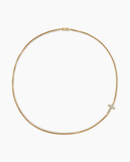 David Yurman Mens Cross Station Necklace in 18K Yellow Gold, 3.4mm David Yurman Men’s