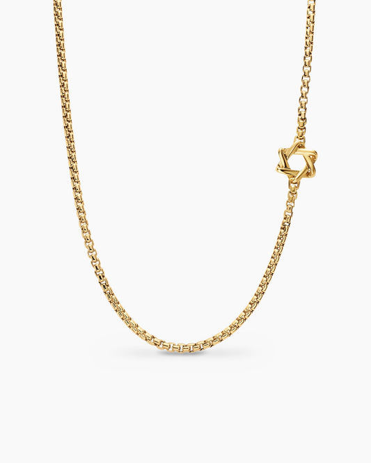 David Yurman Mens Star of David Station Necklace in 18K Yellow Gold, 3.4mm David Yurman Men’s
