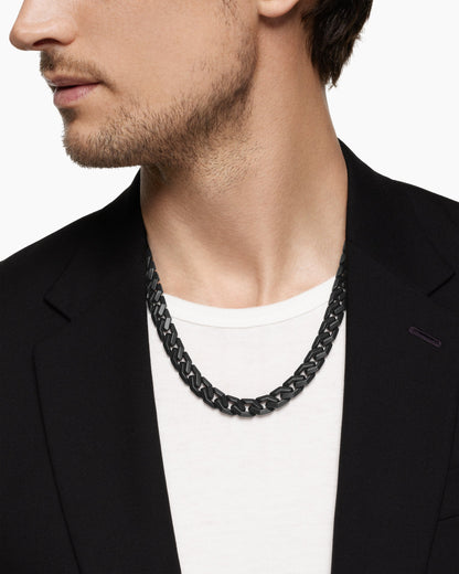David Yurman Men's Curb Chain Angular Link Necklace in Black Titanium, 11mm David Yurman Men’s