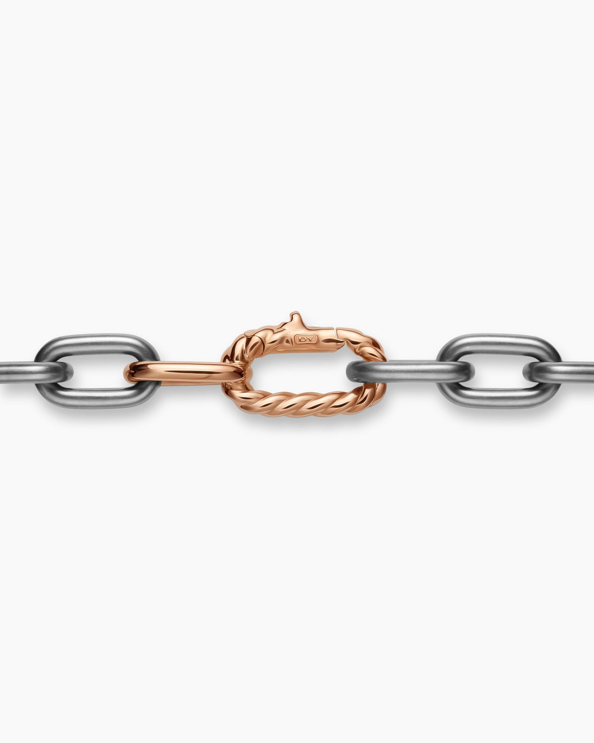 David Yurman Mens DY Madison Chain Necklace in Grey Titanium with 18K Rose Gold, 8.5mm David Yurman Men’s