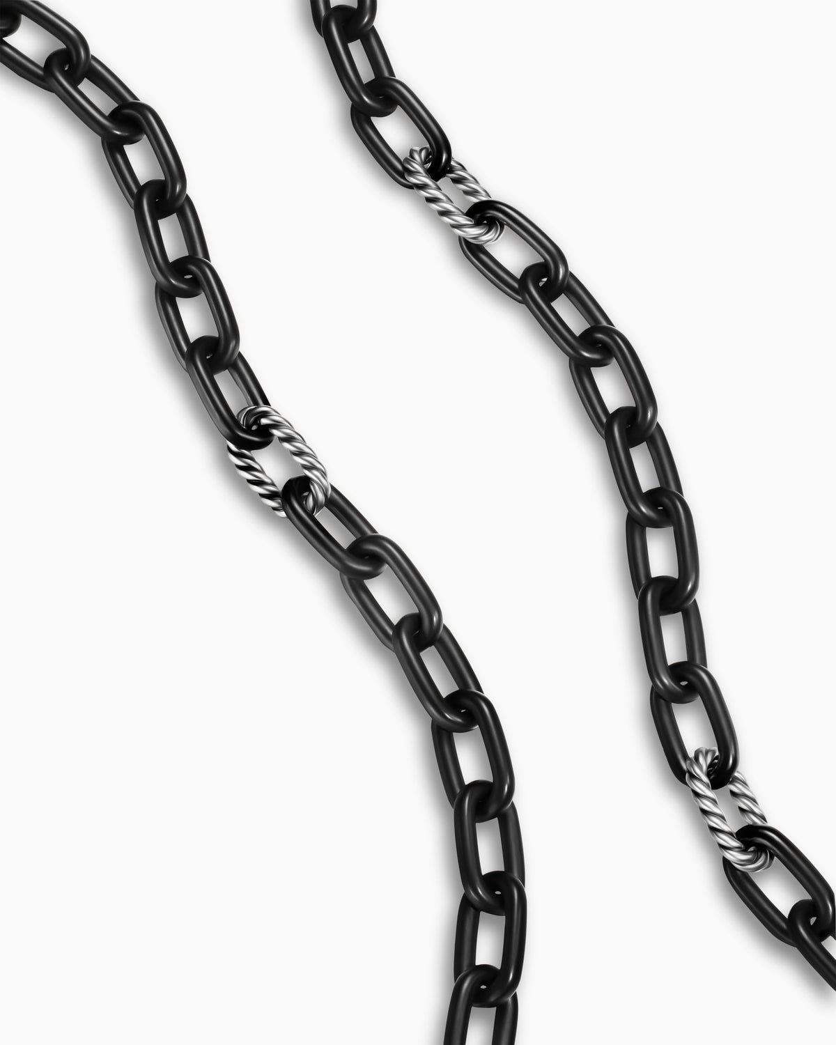 David Yurman Mens DY Madison Chain Necklace in Black Titanium with Sterling Silver, 8.5mm David Yurman Men’s