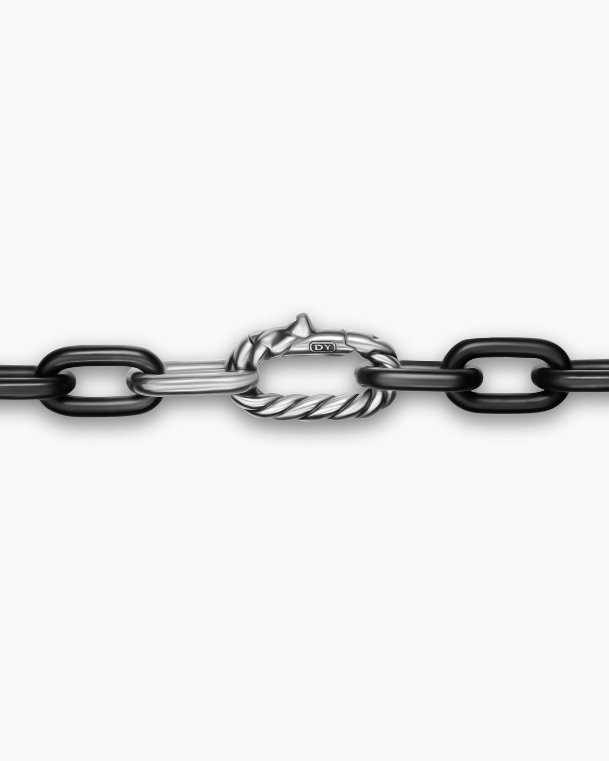 David Yurman Mens DY Madison Chain Necklace in Black Titanium with Sterling Silver, 8.5mm David Yurman Men’s