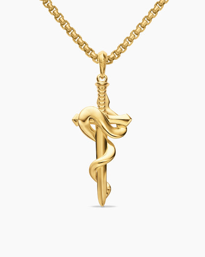 David Yurman Mens Ouroboros Snake Amulet in 18K Yellow Gold with Emerald and Diamonds, 48mm David Yurman Men’s