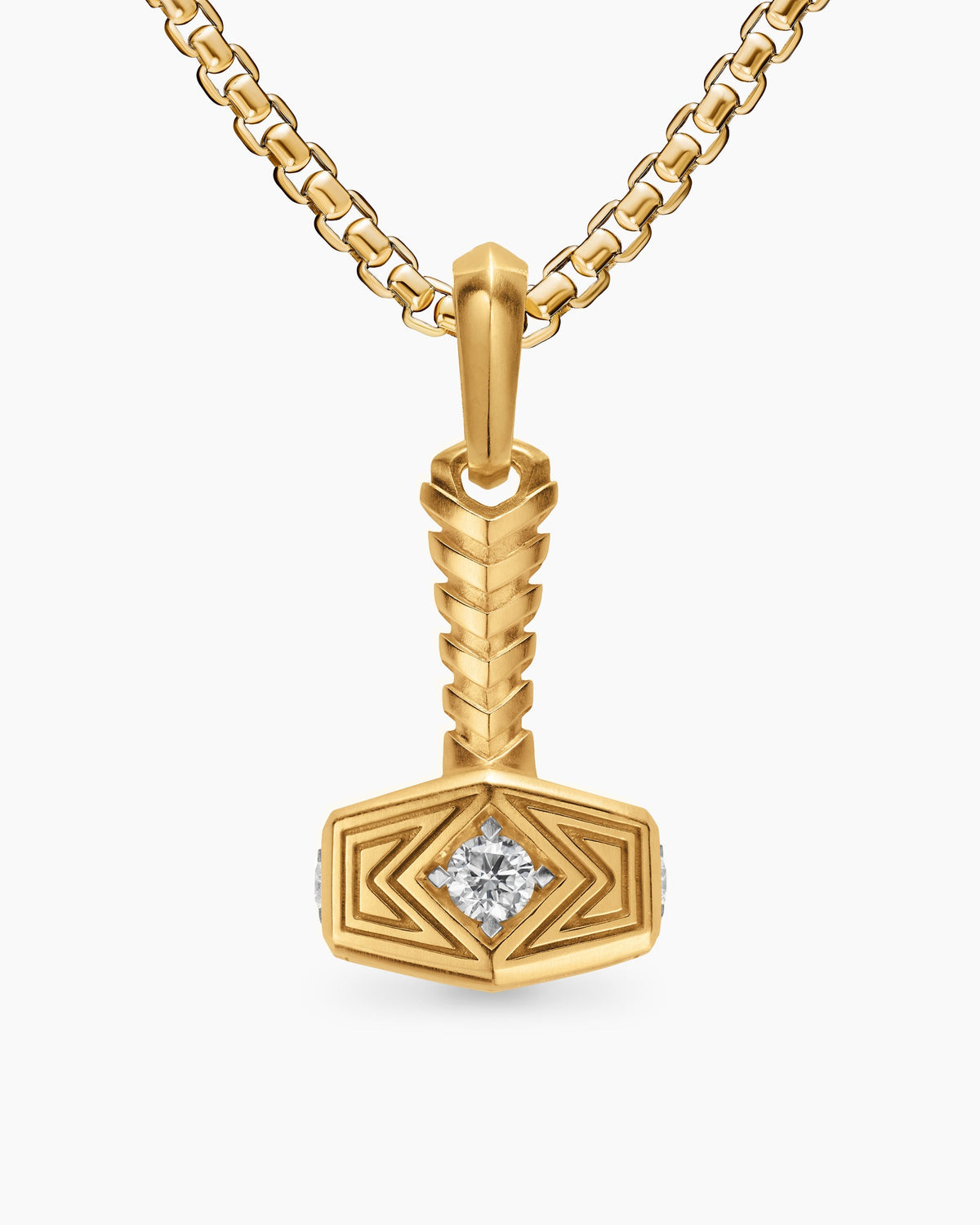 David Yurman Mens Thor Hammer Amulet in 18K Yellow Gold with Diamonds, 25mm David Yurman Men’s