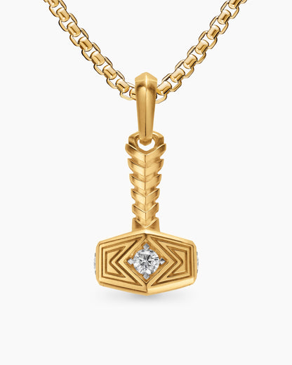 David Yurman Mens Thor Hammer Amulet in 18K Yellow Gold with Diamonds, 25mm David Yurman Men’s