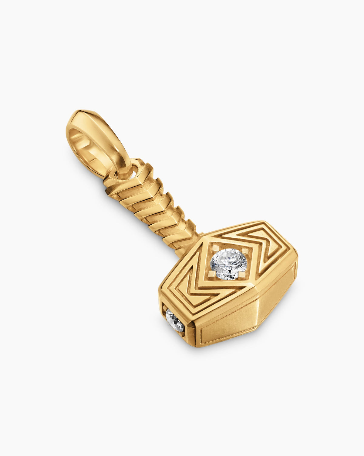 David Yurman Mens Thor Hammer Amulet in 18K Yellow Gold with Diamonds, 25mm David Yurman Men’s