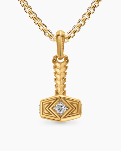 David Yurman Mens Thor Hammer Amulet in 18K Yellow Gold with Diamonds, 25mm David Yurman Men’s