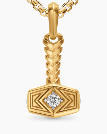 David Yurman Mens Thor Hammer Amulet in 18K Yellow Gold with Diamonds, 25mm David Yurman Men’s