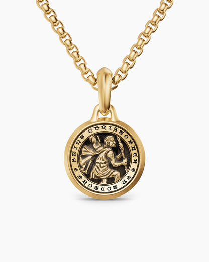 David Yurman Mens St. Christopher Amulet in 18K Yellow Gold, 21.2mm David Yurman Men’s