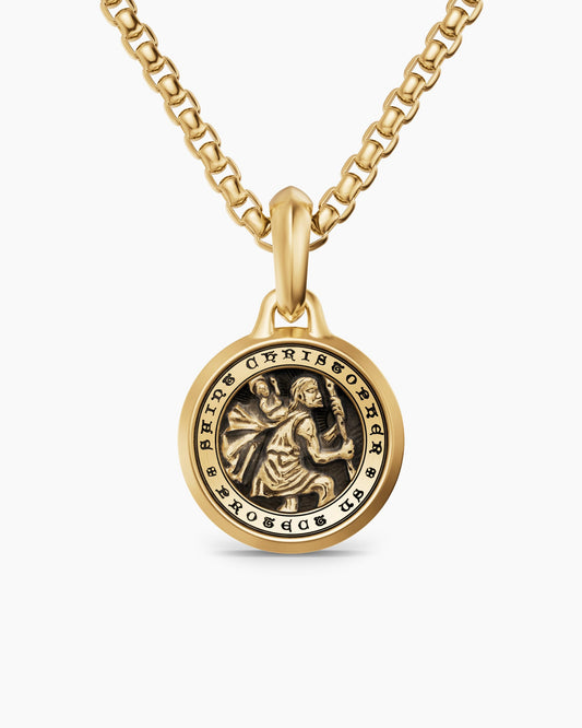 David Yurman Mens St. Christopher Amulet in 18K Yellow Gold, 21.2mm David Yurman Men’s