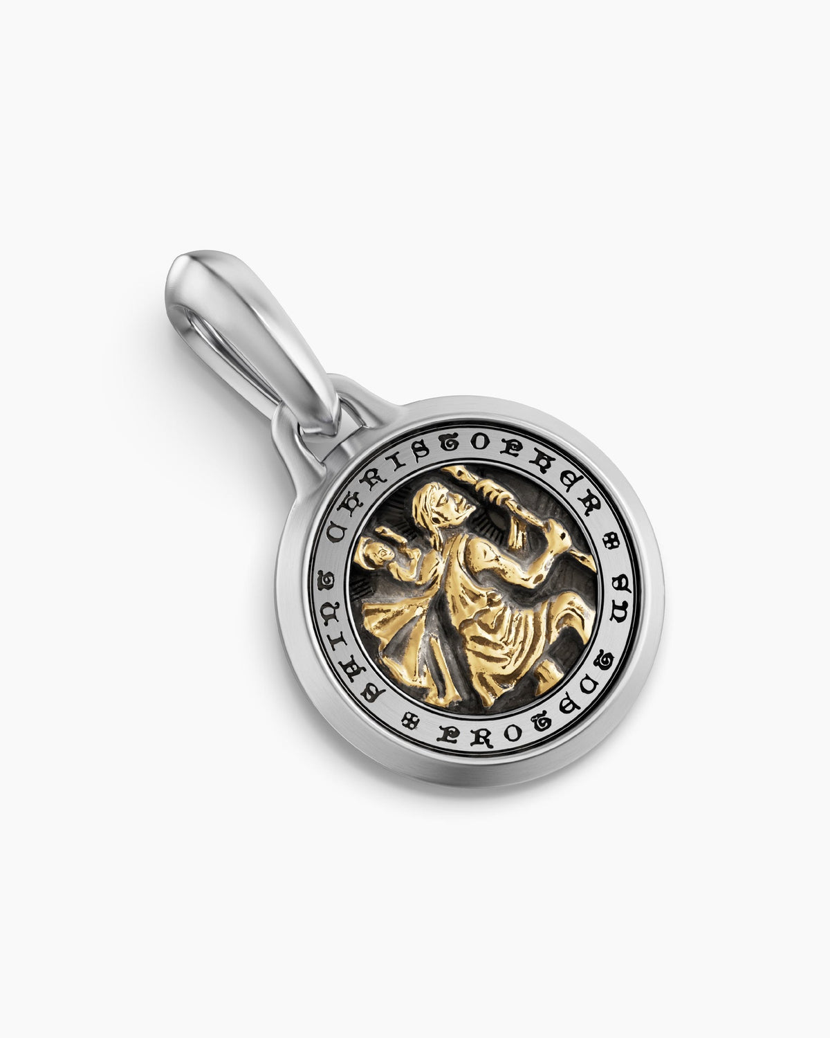 David Yurman Mens St. Christopher Amulet in Sterling Silver with 14K Yellow Gold, 21.2mm David Yurman Men’s